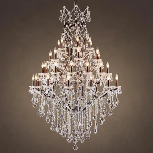 42 Lights Large Crystal Chandeliers for High Ceilings Maria Theresa Chandelier Light Fixture Heavy Vintage Chandelier for Foyer Hallway Entryway Staircase Brown 75" H x 49.2" D