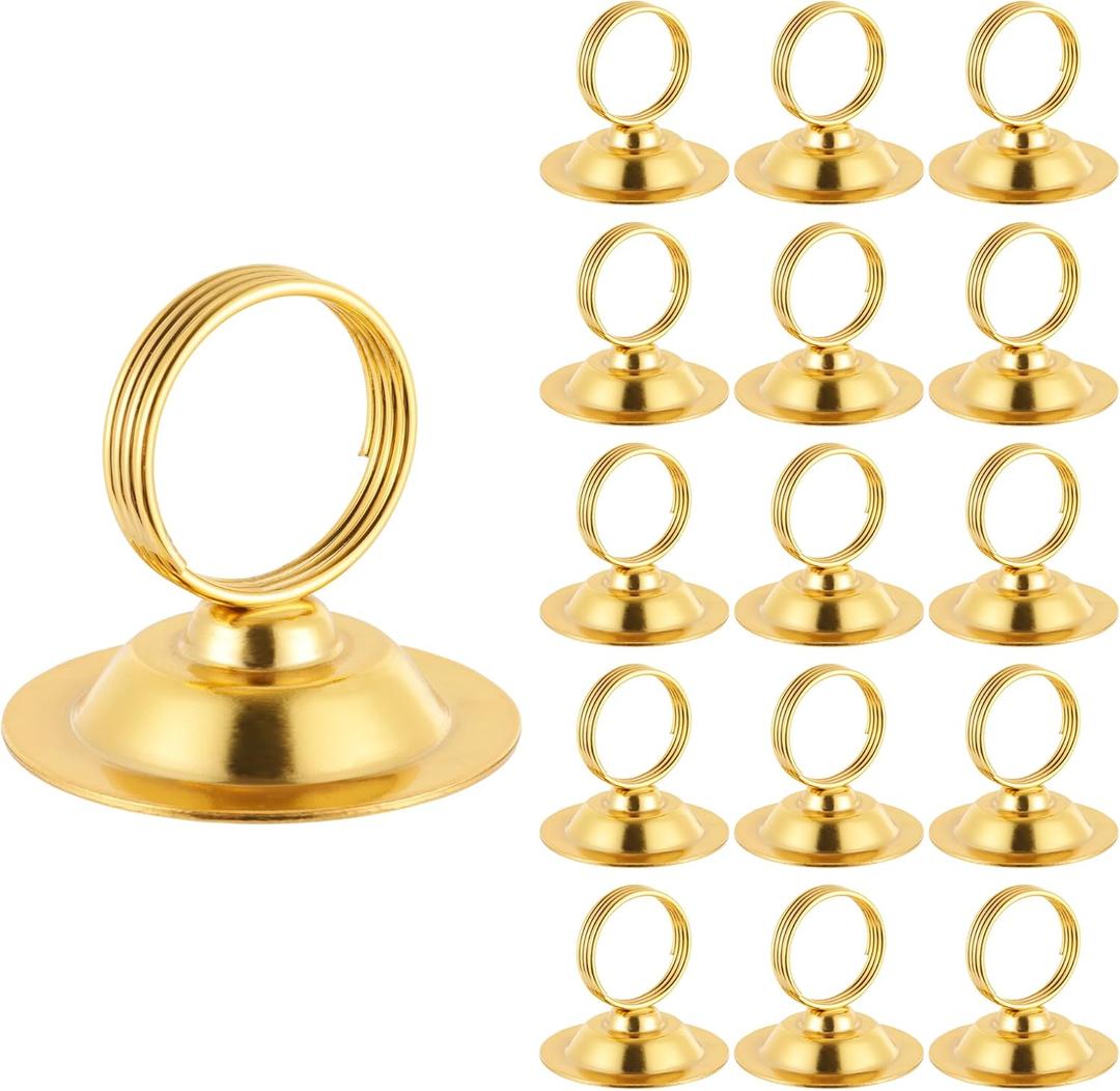 Urban Deco 16 PK Table Card Holder Place Card Holders Steel Card Holders for Photos, Food Signs, Memo Notes, Weddings, Restaurants, BirthdayGold