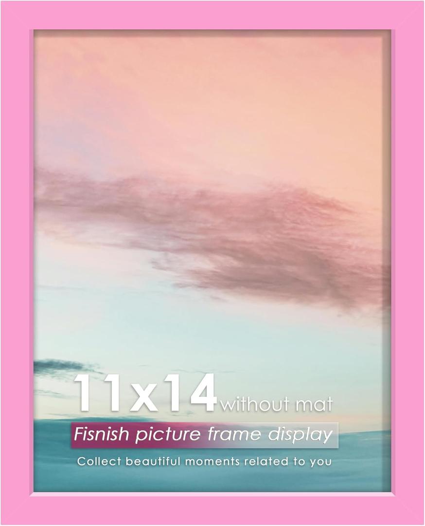 11x14 Picture Frame, for Tabletop Display, Horizontal or Vertical Wall Mounting, Pink