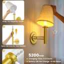 TECOMLIGHT Battery Operated Wall Sconces Lights for Bedroom Set of 2, Wireless Rechargeable LED Wall Lamp with Remote & Touch Control, Wall Mount Lighting Fixture for Living Room, Satin Gold