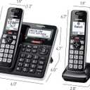 Panasonic Cordless Phone with Advanced Call Block, Link2Cell Bluetooth, One-Ring Scam Alert, and 2-Way Recording, Phone with Answering Machine, 3 Handsets - KX-TGF973B (Black/Silver Trim)