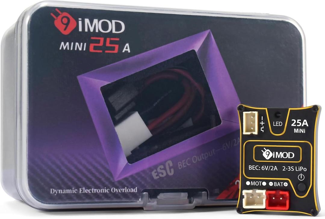 25A Mini Brushed ESC for 1/18 TRX4M Axial SCX24 RC Crawler Upgrade, 2-3s LiPo Micro RC ESC (Black)