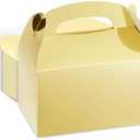 Juvale 24 Pack Metallic Gold Gable Boxes - Sturdy 300 GSM Cardstock Metallic Treat Bags - Customizable Gold Party Favors with Handles - Mini Gift Boxes for Favors, 6.2 x 3.5 x 3.6 in