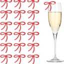 PATIKIL Bows Drink Tags, Acrylic Wine Glass Charms Reusable Drink Markers for Party Wedding Birthday and Events Accessories (1.97"x2.36", Sparkling Red)