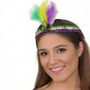 Mardi Gras Feather Sequin Headband for Carnival Party Masquerade Mardi Gras Costume Headband (1 Count (Pack of 1), Purple Yellow Green)