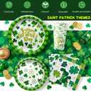 St Patricks Day Party Decorations Set Serve 24, St Patricks Day Party Supplies Kit Includes Green Shamrocks Disposable Dinner Plates, Dessert Plates, Napkins, Cups for Green Irish Party Decorations