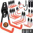 TONDA Garage Hooks, 20 Pack Garage Organization, Wall Storage Hooks Heavy Duty for Hanging Bike, Ladder, Garden Tools, Hose and Ropes, Orange