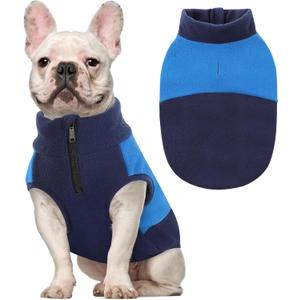 Queenmore Fleece Sweater for Dogs, Pet Vest Jacket Sweatshirt Winter Clothes for Boy Or Girl, Navy/Blue, S