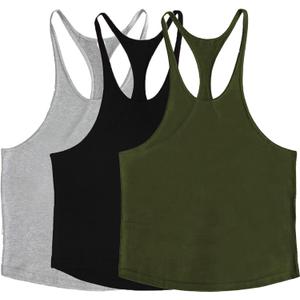 ZUEVI Men's Stringer Tank Tops Muscule Cut Bodybuilding Gym Vest Y-Back Workout Sleeveless T-Shirt S