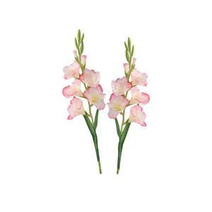 Long Stem Artificial Gladiolus Flower, Set of 2, Home/Wedding/Office Decor (Coral Pink)