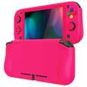 PlayVital ZealProtect Protective Case for Nintendo Switch Lite, Ergonomic Grip Hard Cover - Durable Shock-absorbent Anti-Scratch with Screen Protector & Thumb Grip Button Caps, Bright Pink