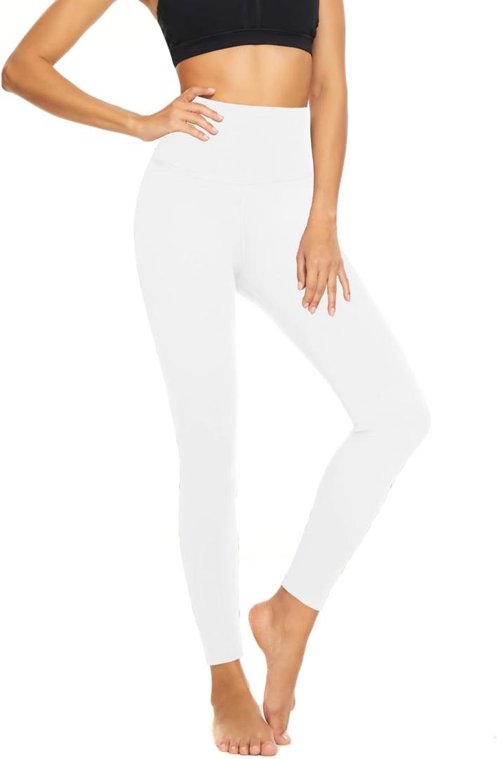 High Waisted Leggings for Women - Tummy Control Yoga Pants for Workout Running Athletic Women's Leggings (5-white), Small