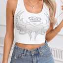 SOLY HUX Women's Y2k Tank Tops Graphic Rib Knit Scoop Neck Sleeveless Crop Top (White, L)