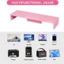 Dual Monitor Stand Riser with Phone Tablet Holder, 35.8in Large Monitor Stand for Desk, Computer Monitor Stand for 2 Monitors, Desk Shelf for Top of Desk, Desktop Organizer for Laptop, Printer, TV (35.7" Pink)
