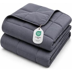 L'AGRATY Weighted Blanket for Adults 15lbs, 48"x72", Dark Grey Twin Full Size Heavy Throw Blanket, Cooling, Breathable, Microfiber with Glass Beads, Big, Washable, All-Season