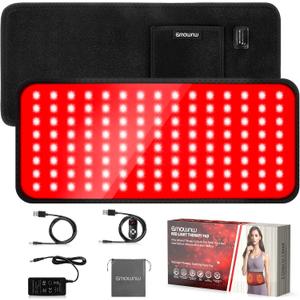 Red Light Therapy for Body,19.6'' x 8.6'' Near Infrared Light Therapy Pad with 3-in-1 Chip 120 LEDs Bead with Timer Remote Control, 660nm & 850nm Therapy Belt Wrap for Back Joint Muscle Pain Relief (Black)