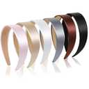 WOVOWOVO Satin Headbands for Women 1.2 Inch: Wide Plastic Head Bands for Women Non Slip, Cute Womens Headbands Set Holiday Costume Accessories