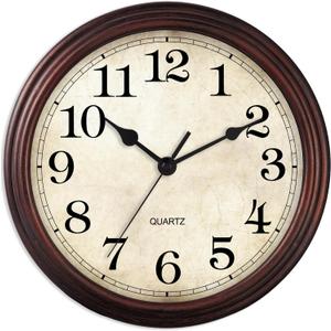 Wall Clock, 9 Inch Silent Non Ticking Classic Battery Operated Clocks, Decorative for Living Room, Bedrooms, Bathroom, Kitchen Office (Bronze)