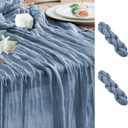 Wokceer Dusty Blue Cheesecloth Table Runner Spring 2Pack 10FT Boho Gauze Easter Cheese Cloth Table Runner for Party Long Rustic Sheer Runners for Baby Bridal Shower Wedding