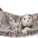 Niteangel Hanging Hammock Nap Sack Swing Bag Pet Sleeper for Ferret Rat Sugar Glider and Other Small Animals (Cream, Star) 23.8"L x 14.3"W x 23.8"Th