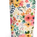 Floral Boho Tumbler 24oz With Lid, Flowers Gifts, Flower Coffee Cup Gifts for Women Girls, Abstract Retro Mid Century Flower Gift for Her on Christmas Birthday Mothers Day