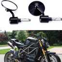 Universal Black Motorcycle Aluminum Rearview Side Mirrors 7/8" Bar End For Cafe Racer Bobber Cruiser Scooter