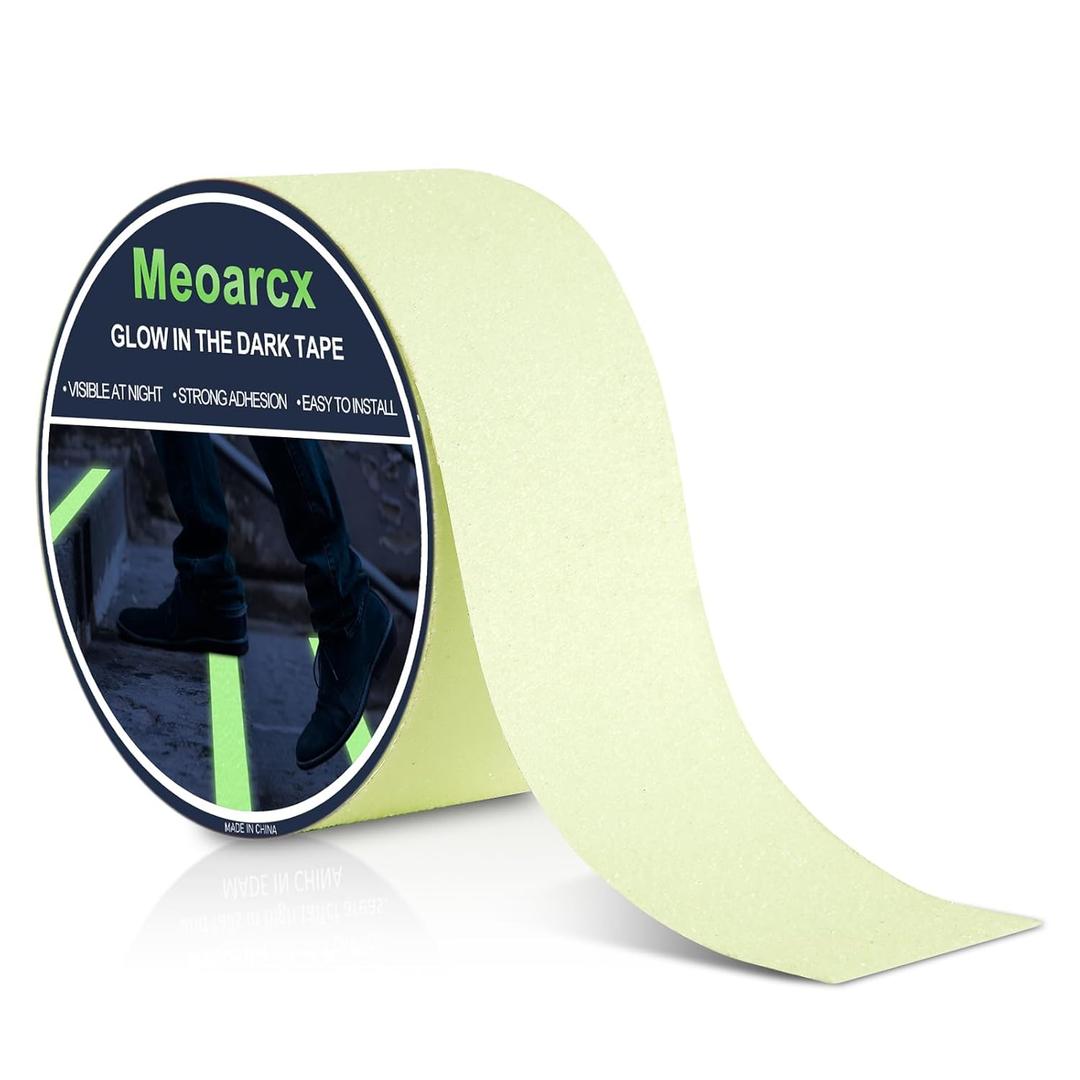 Glow in the Dark Tape, Anti Slip Glow Tape for Stairs, Glow in Dark Indoor or Outdoor, Visible at Night, Waterproof, Luminous Green, 2 Inch x 16 Feet