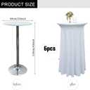 6-Pack 24"x43" White Round Cocktail Table Skirts | Stretch Spandex Fitted Tablecloths | Wrinkle-Resistant, Stain-Resistant, and Machine Washable for Bars, Weddings, Parties, and Banquets