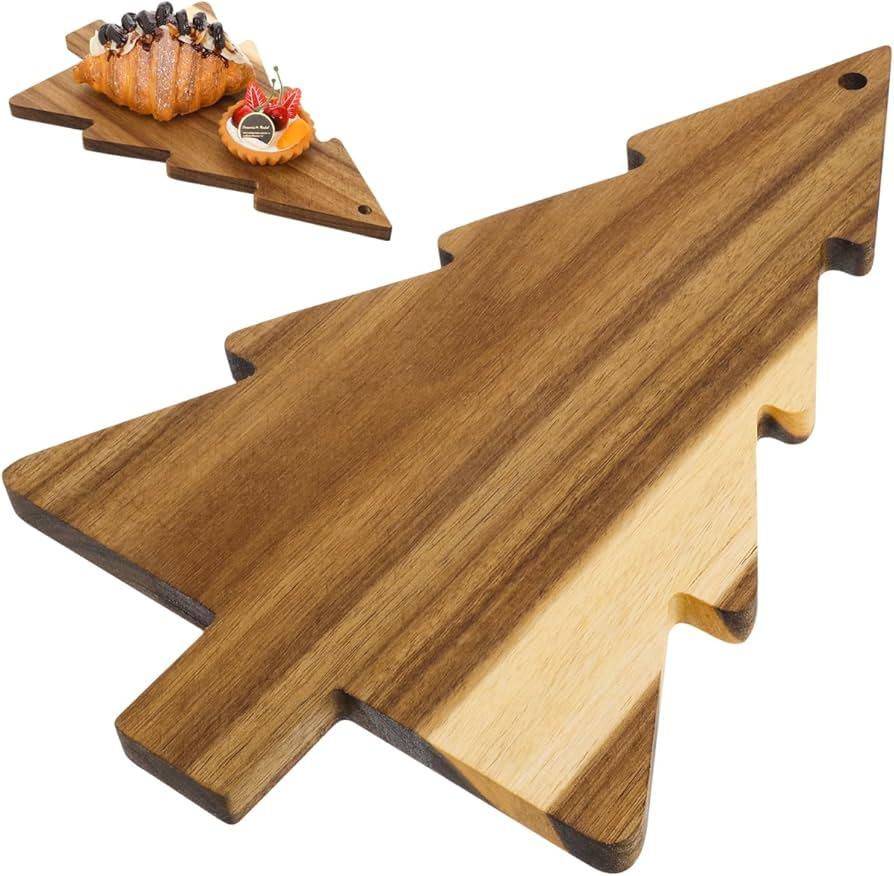 Christmas Tree Cutting Board, Wood Cutting-Board for kitchen, Cheese Board Serving for Kitchen Meat, Pizza,Cheese, Bread, Vegetables &Fruits