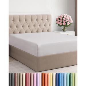 Full Fitted Bed Sheet - Bottom Single Fitted Sheet Only - Soft Hotel Luxury Bedding w/ 8-16 Inch Deep Pockets - Breathable, Cooling & Wrinkle Free - Easy-Care, Fade and Shrink Resistant - French Grey