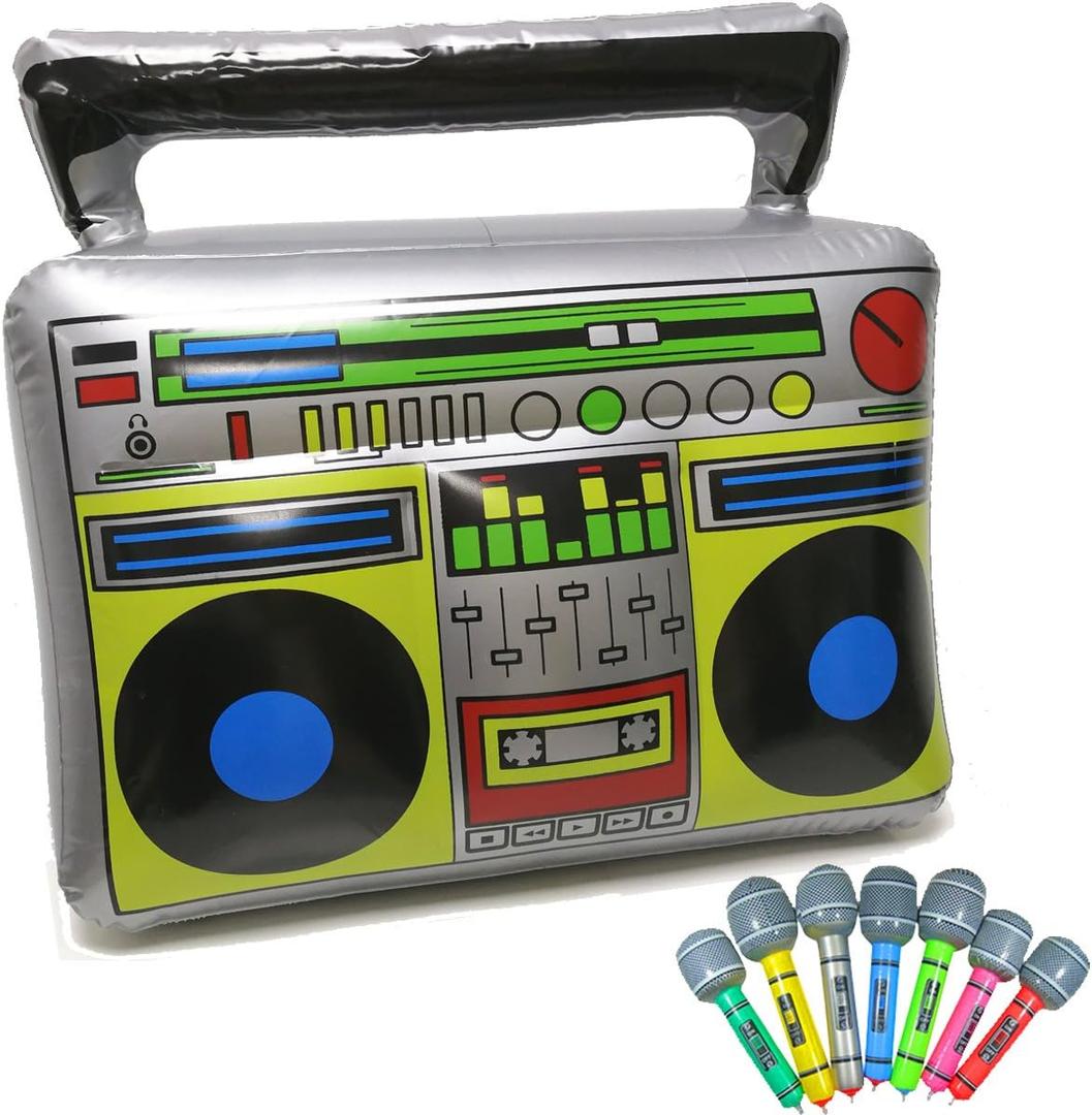 Biggest Inflatable Event Stage Scene for Rock Concerts or Other Performance and Shows, With Some Light, Blower and Inflatable Musical Instruments, XXXXL Size, Ivory White
