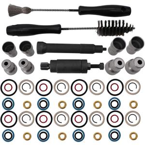 KIPA Injector Sleeve Cup Removal Tool & install kit for Ford Powerstroke 6.0L 2003-2010 with 8Pcs Injector Sleeves 8Pcs Injector Orings Stainless Maintenance brush Durable # 3302