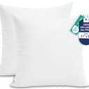 ROYALE LINENS 17 x 17 Pillow Insert - Down Alternative Throw Pillows Insert - Square Pillow Pack of 2 White - Bed & Couch Pillows - Inner Cushion for Bed, Cushion for Living Room - Shams Stuffer