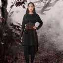 SOMSOC Women Renaissance Halloween Fairy Costumes Medieval Hooded Robe Lace Up Dress Accessories Set Cosplay (Small, Black)