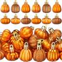 60 Pcs Fall Thanksgiving Pumpkin Hanging Ornaments Fall Mini Pumpkin Ball Ornaments Thanksgiving Tree Hanging Decorations for Autumn Harvest Halloween Small Tree Home Decor (1.18 Inches)