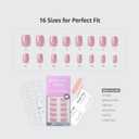 BTArtbox Press On Nails Short - Square Press On Nail, Pink Chrome Nail Tips Glue On Nails with Nail Glue, Reusable Stick On Nails in 16 Sizes - 32 Soft Gel Fake Nails Kit, Lotus Glazed