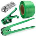 Banding Strapping Kit, Pallet Strapping Kit Include Poly Strapping Tensioner Tool, Banding Sealer Tool, 200 Metal Seals, 3200' x 1/2" (L x W) Packaging Strapping Banding for Packing Strapping