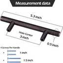 10 Pack Bronze Solid Cabinet Handles Drawer Pulls, 5.38-inch/136mm Length (3-inch Hole Center) Door Handle (1/2-inch Diameter) Kitchen Stainless Steel Cabinet Hardware Handle, Oil-Rubbed Bronze