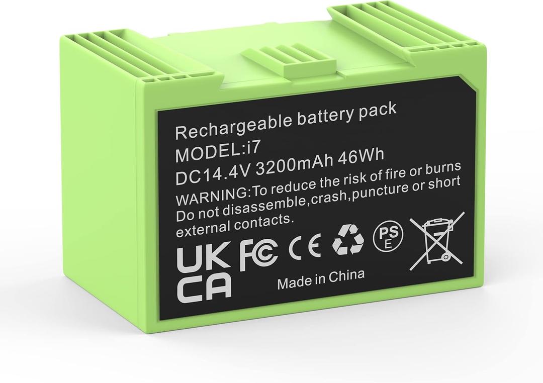 14.4V 3200mAh i7 Battery Compatible with iRobot Roomba i i8 i7 i7158 i7+ 7150 7550 i6 i4 4150 i4+ 4552 i3 3550 Replacement Lithium Ion Battery ABL-D1 4624864 and e e6 e5150 e5152 Vacuum Cleaner