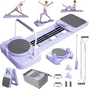 Pilates Reformer Bed, Multifunctional Pilates Bed, Foldable All-in-One Portable Pilates Machine with 3 Levels Resistance, Functional Fitness Equipment for Full Body Workout & Core Strength