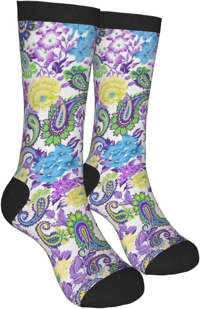 4 x Vintage Paisley Floral Funny Socks Novelty Crew Socks For Women Men