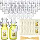 Havawish 48 Sets 4 oz Limoncello Bottles Swing Top Glass Bottles for Homemade Clear Flip Top Mini Limoncello Bottle with Labels Airtight Cap Lids for Home Brewing Gifts Wedding Baby Shower Favors