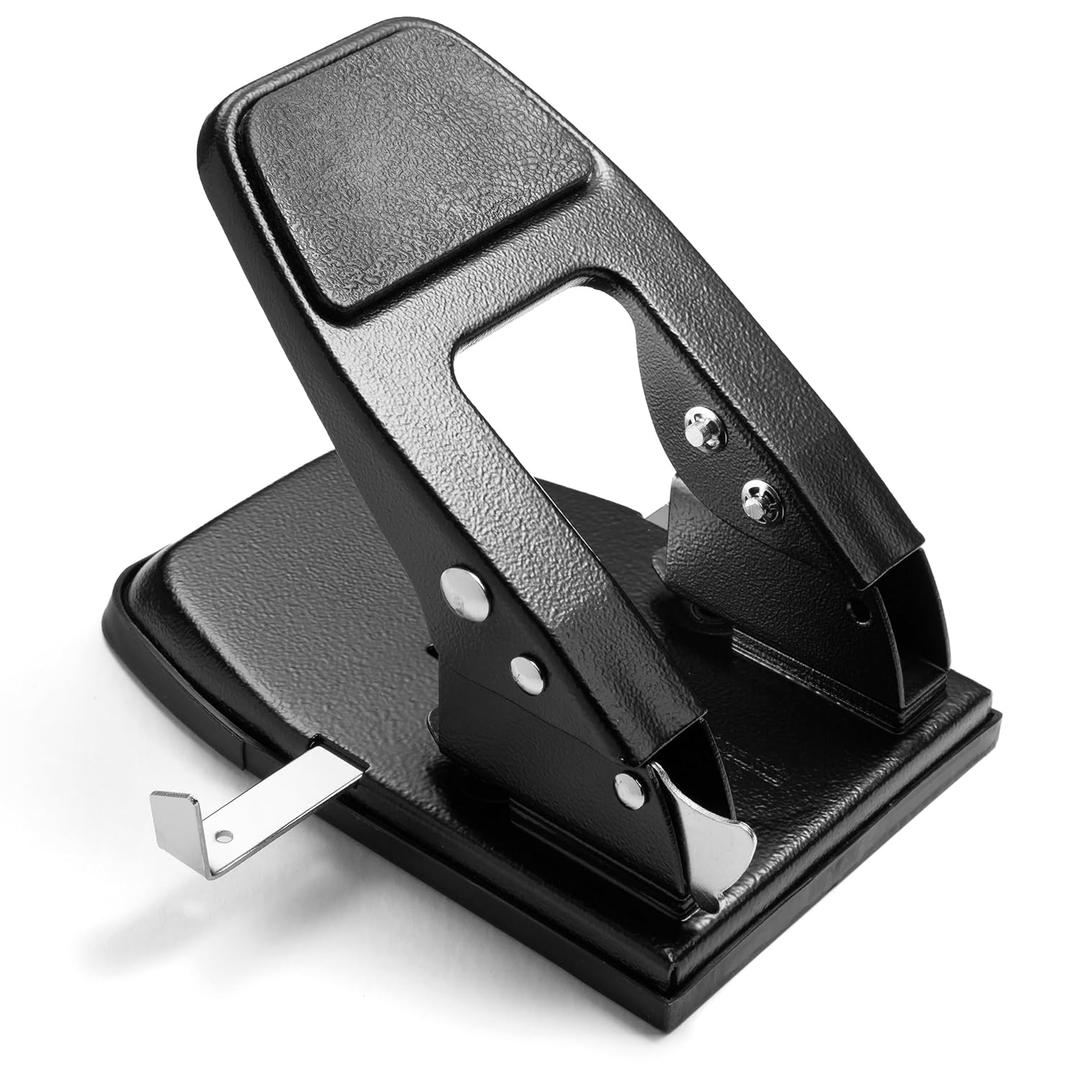 Officemate 2-Hole Padded Punch, Medium Duty, 50-Sheet Capacity, Ergonomic Padded Handles, Adjustable Paper Guide & Easy Clean Chip Tray, Black (90082)
