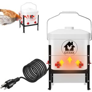 Heated Chicken Waterer for Winter Automatic Heated Chicken Waterer Adsjustable Height Poultry Drinker Heater Anti-Freezing Watering System for Chicken Coop Accessories ABS 2 Gallon