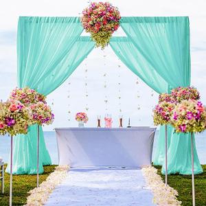 DUOBAO Chiffon Backdrop Curtain 29x120-Inch Tulle Fabric Drapes for Wedding Polyester Sheer Curtains 2 Panels Mint Green Photography Backdrops Drape 5Ftx10Ft Two Panel Backdrops for Party