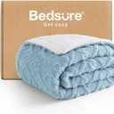Bedsure Sherpa Fleece Throw Blanket for Couch - Fuzzy Soft Cozy Cable Throw for Women, Thick Warm Blanket for Winter, Blue, 50x60 Inches