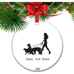 Best Dog Walker Ever Christmas Ornament  Funny Thank You Gift for Pet Lovers, Holiday Appreciation Keepsake for Dog Sitters & Daughters Who Walk Fido (C19)