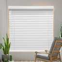AIRLAJYID Cordless Faux Wood Blinds 28" W x 36" H, 2 Inch Slat Horizontal Windows Blinds with Crown Valance, Room Darkening Blinds, White Blinds for Home Interiors.