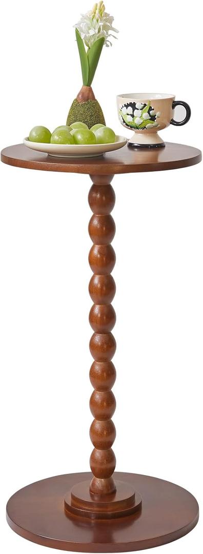 Round Side Table, Solid Wood End Table, Small Drink Table Sofa End Table, Bedroom Small Corner Table, Sturdy Weight-Bearing Design Brown YD-RST001H