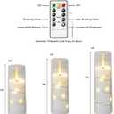 Flameless Candles with Embedded Star String, 12 Pcs Battery Operated LED Pillar Candles with Remote and Timer, Suitable for Home Decor, Party, Christmas & Wedding (White)